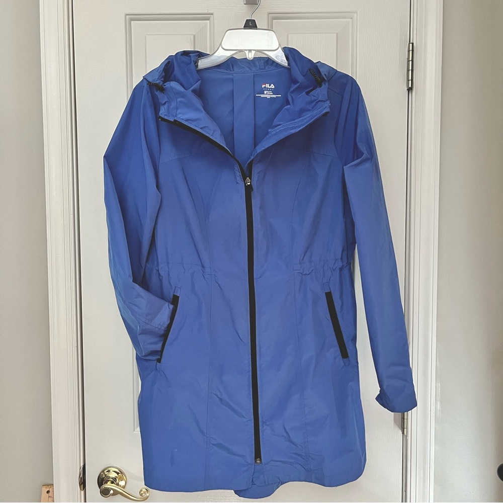 Fila Sport Jacket Windbreaker Rain With Hood Blue Size M